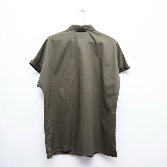Helmut Lang Button Down Short Sleeves Tee Army Green - Picture 6 of 7
